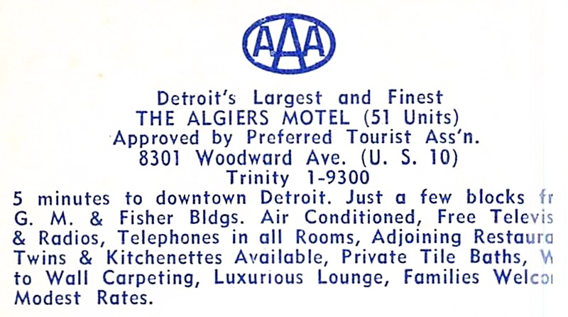 Algiers Motel - Vintage Postcard (newer photo)